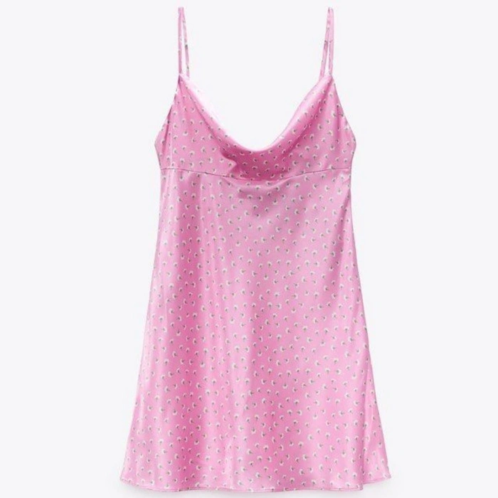 Sukienka damska Zara mini satynowa różowa r. XS
