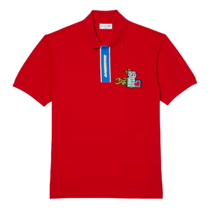 Koszulka męska Lacoste polo z kontrastowym zapieciem czerwona r. XS