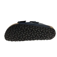 Klapki damskie Birkenstock Arizona BS birko-flor ze skórzaną wkładką granatowe r. 40