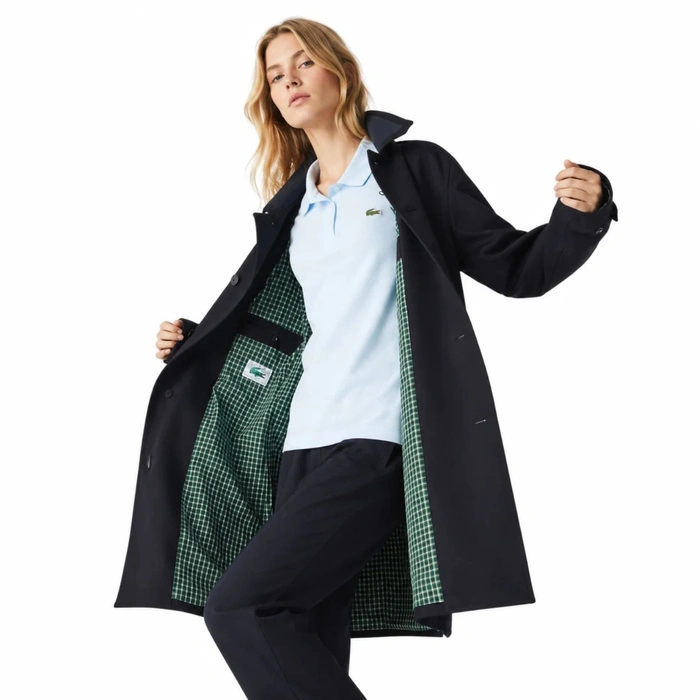 Płaszcz unisex Lacoste Wool Blend klasyczny prosty granatowy r. S