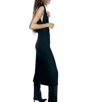 Sukienka damska Zara midi czarna elegancka z marszczeniem