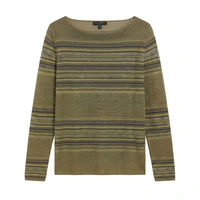 Sweter damski Sarah Pacini zielony w paski len