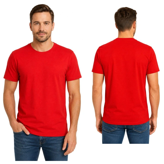 Koszulka męska Fruit of the Loom Softpun czerwona t-shirt r. S
