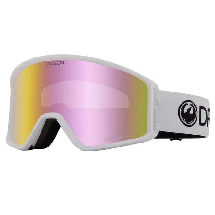 Gogle narciarskie Dragon DXT Lumalens Pink snowboardowe białe cat. S1