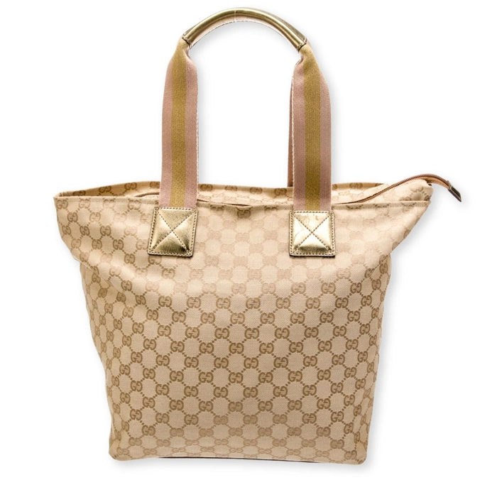 Torebka Gucci Large Web Zip Tote monogram oryginalna vintage