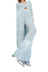Spodnie damskie Zara niebieskie marszczone 